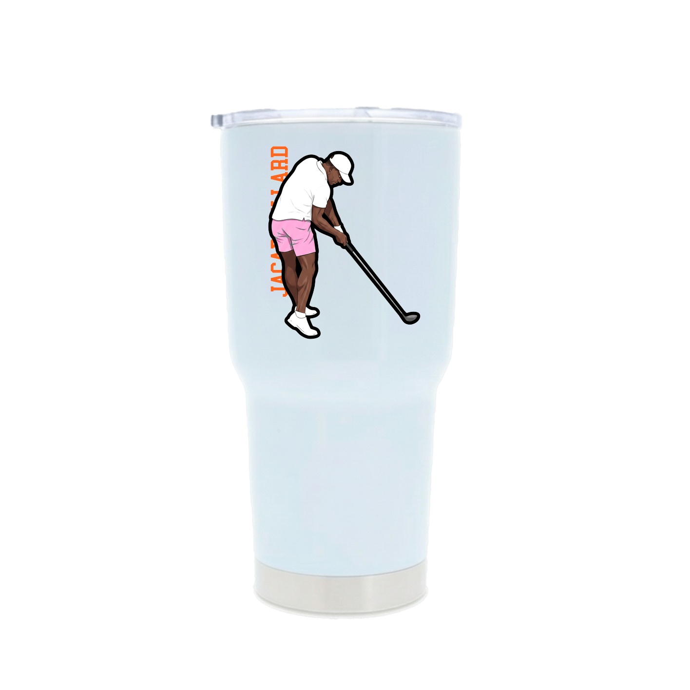 30oz Stainless Steel Tumbler — Name Vertical in White