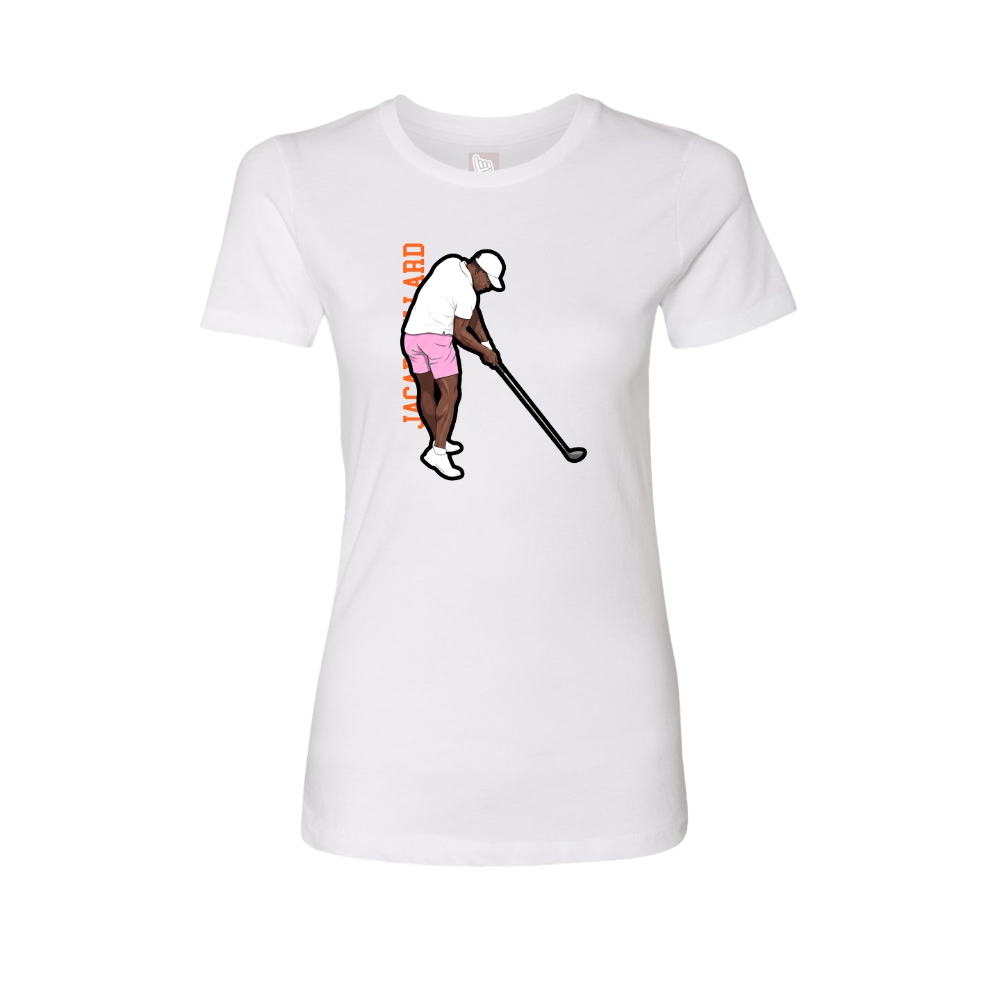 Fitted Women's Tee — Name Vertical in White