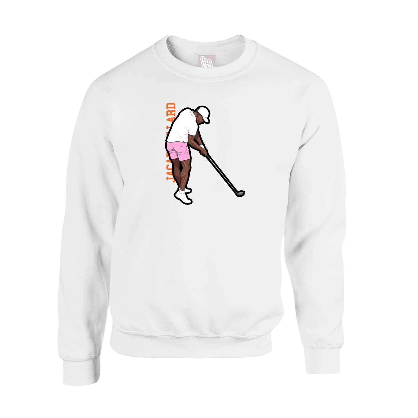 Fleece Crew — Name Vertical in White