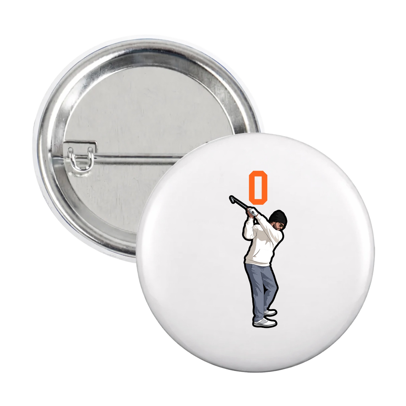 Game Day Button — Number Top in White