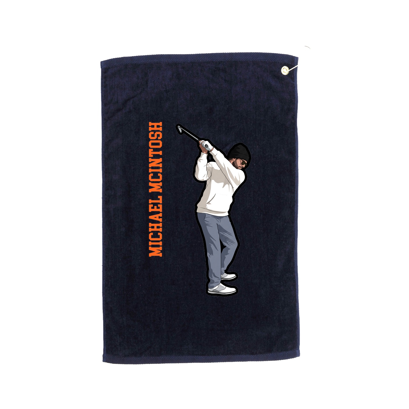 Golf Towel — Name Vertical in Navy