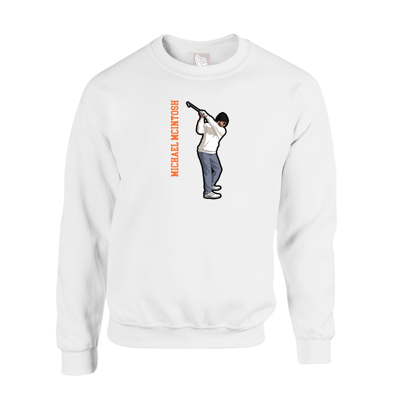 Fleece Crew — Name Vertical in White