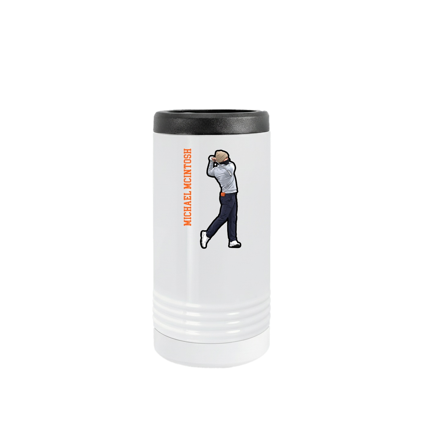 Slim Beverage Holder — Name Vertical in White