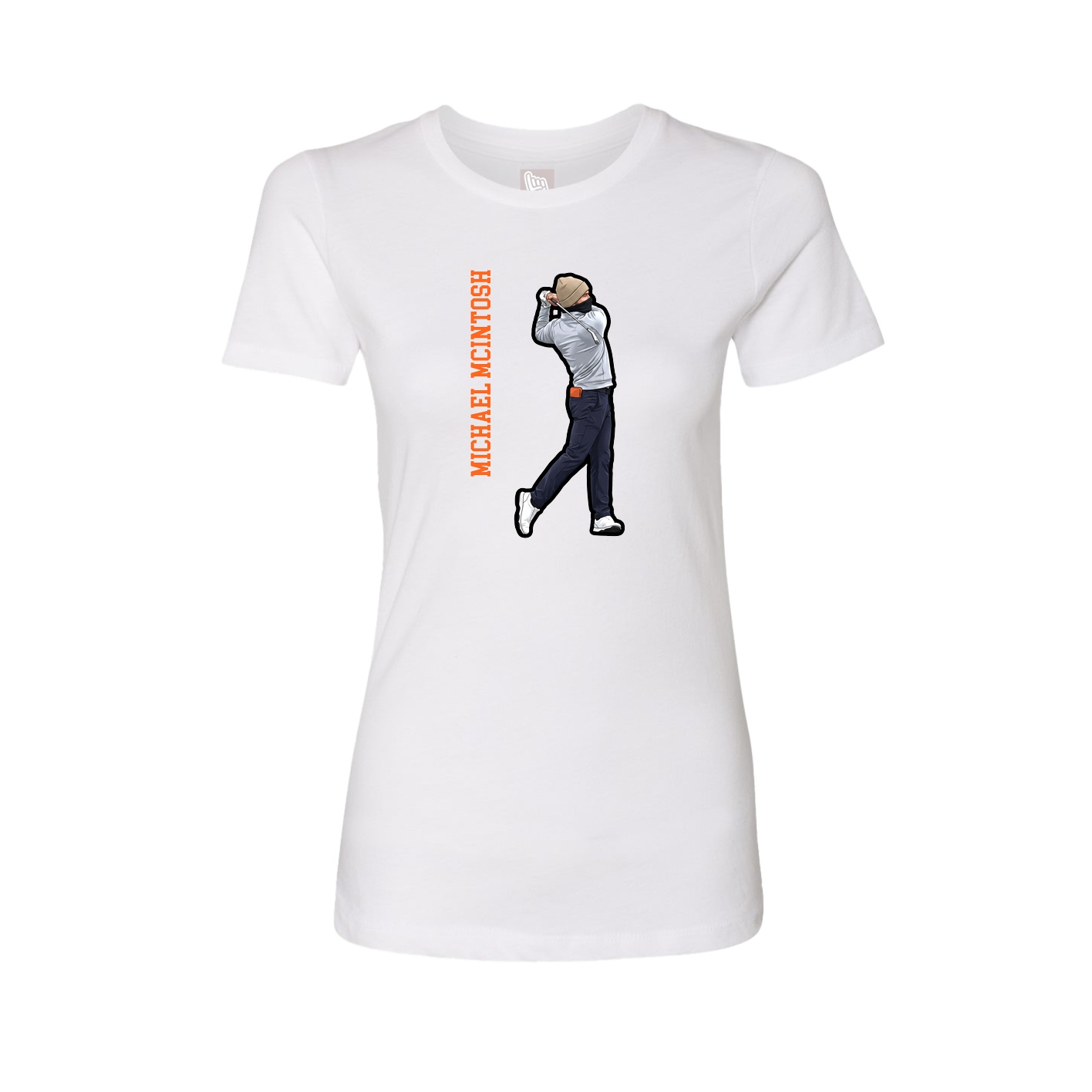 Fitted Women's Tee — Name Vertical in White
