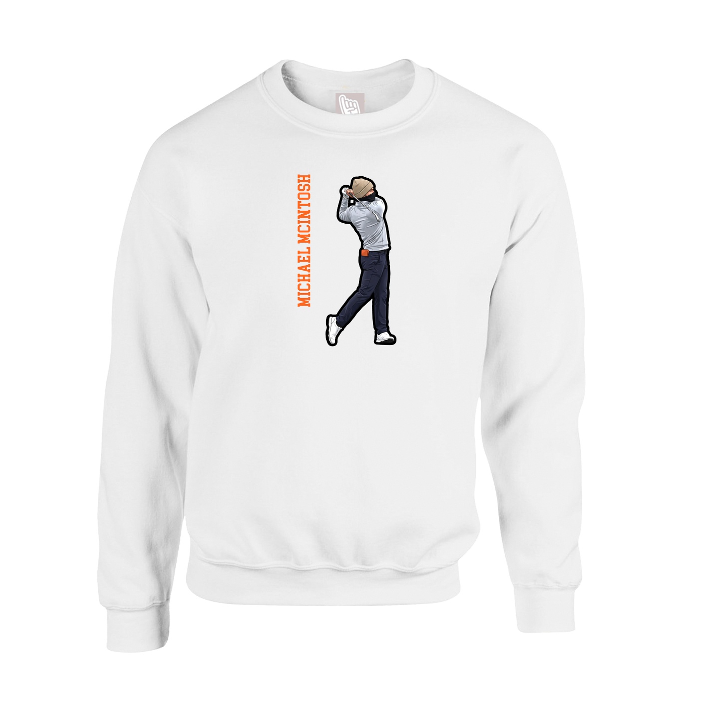 Fleece Crew — Name Vertical in White