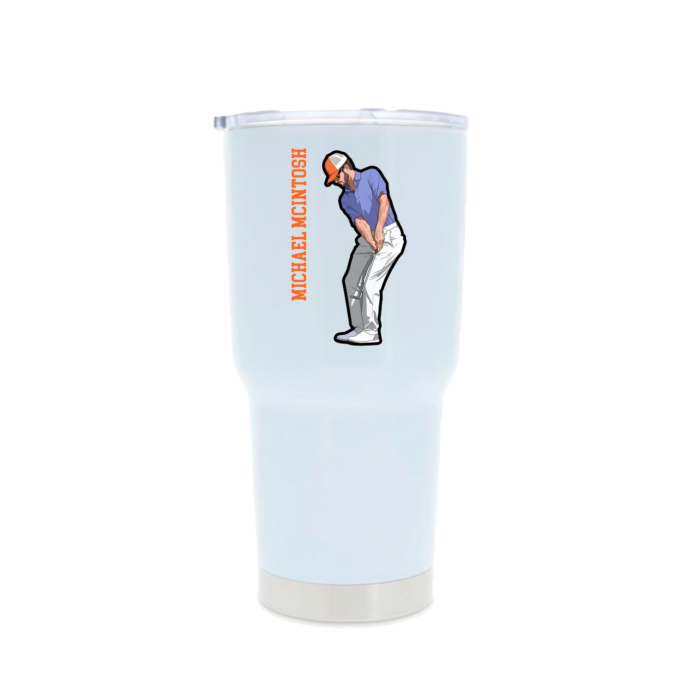 30oz Stainless Steel Tumbler — Name Vertical in White