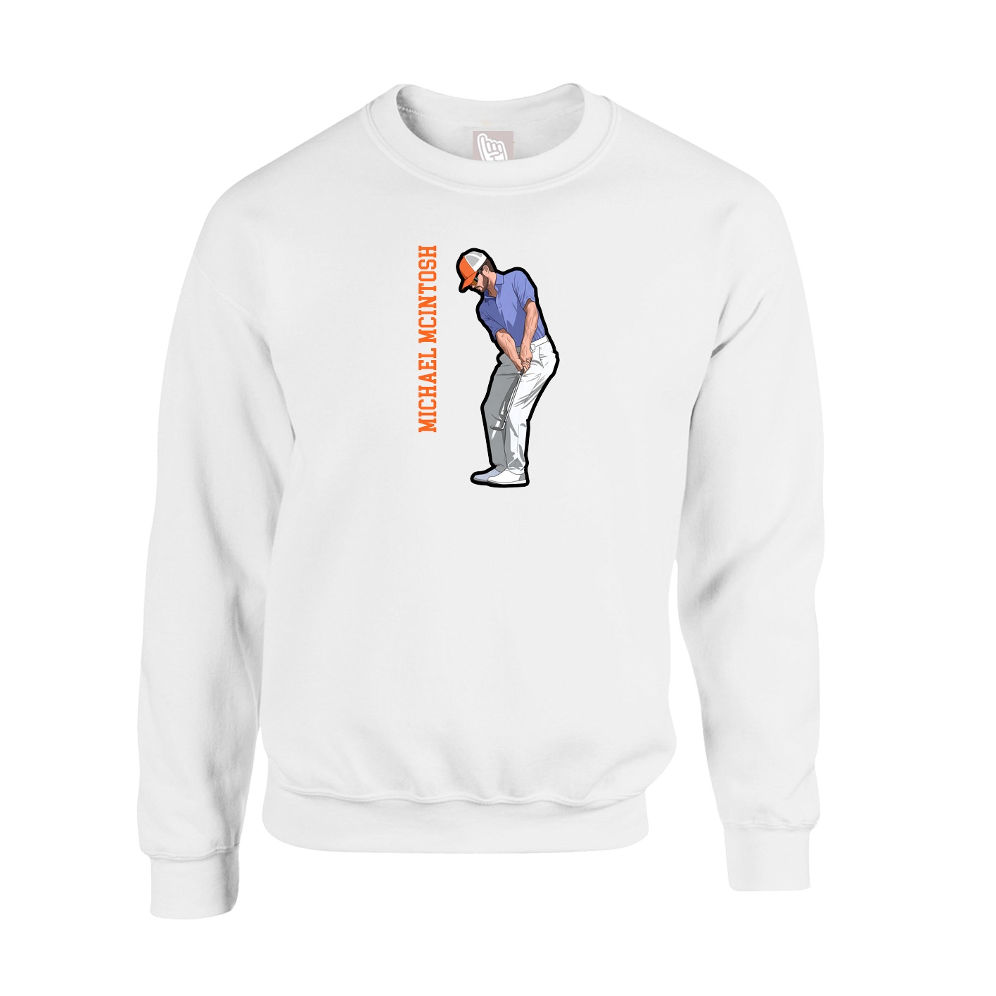 Fleece Crew — Name Vertical in White