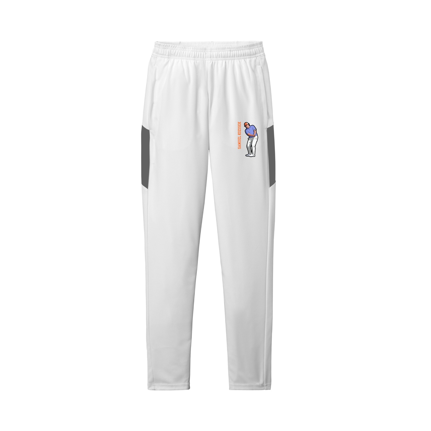 Team Travel Pant — Name Vertical in White/Grey