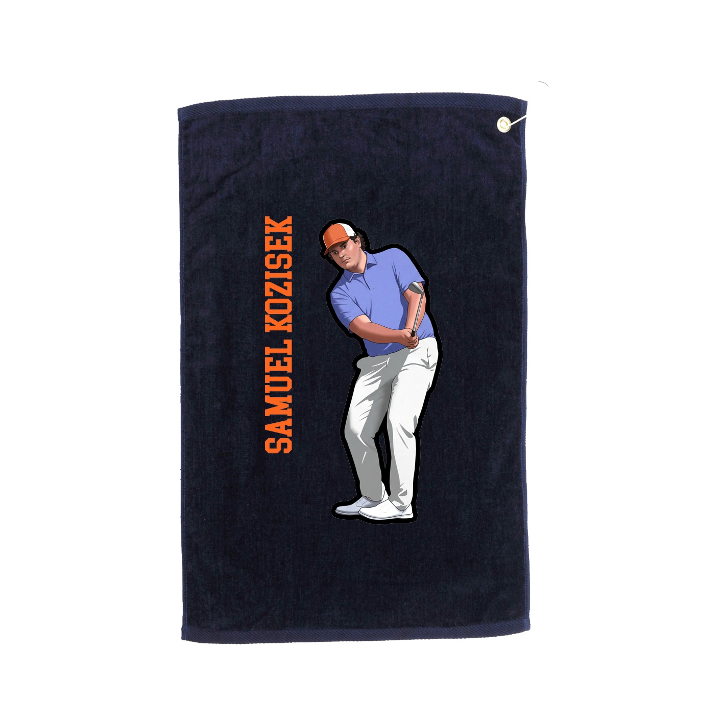 Golf Towel — Name Vertical in Navy