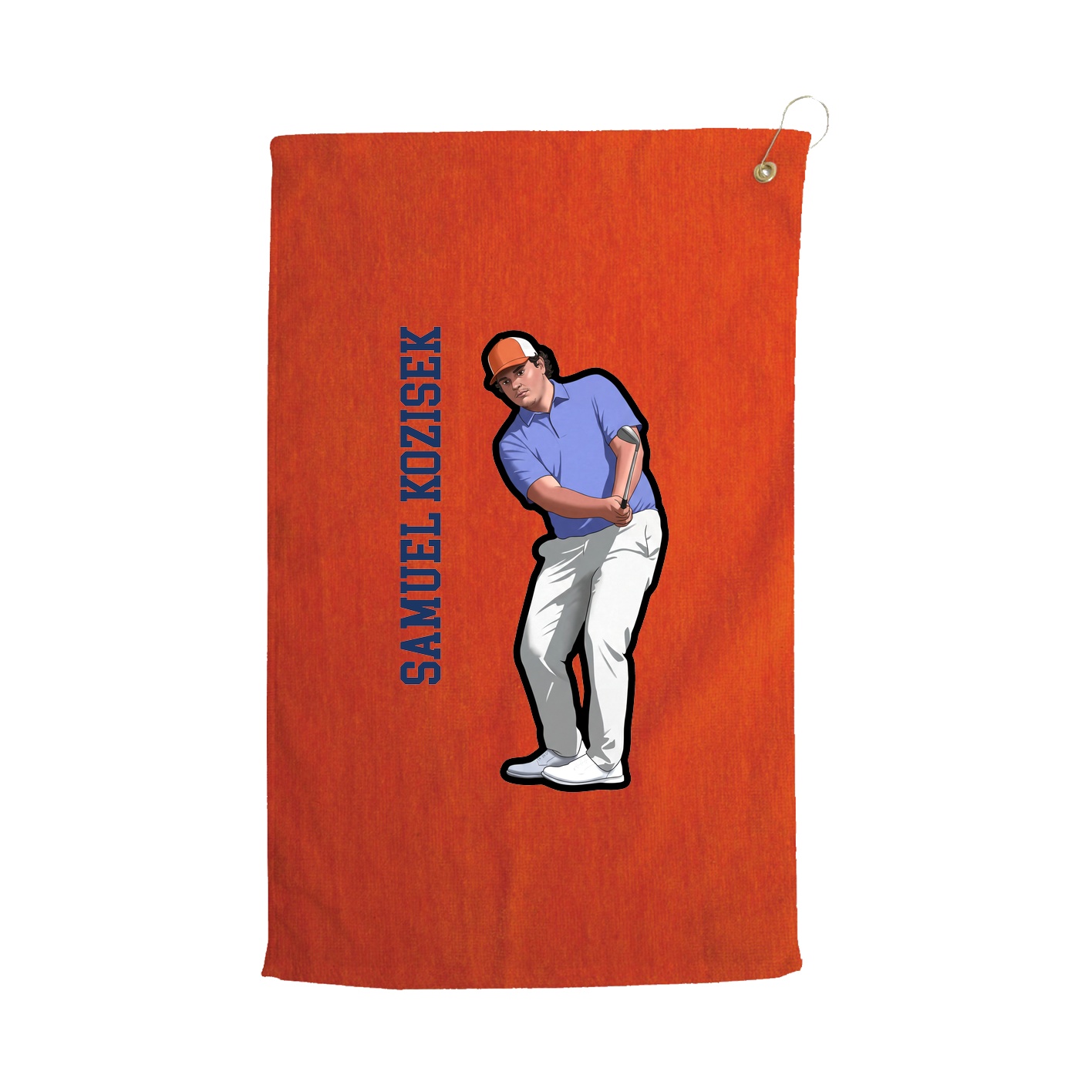 Golf Towel — Name Vertical in Orange