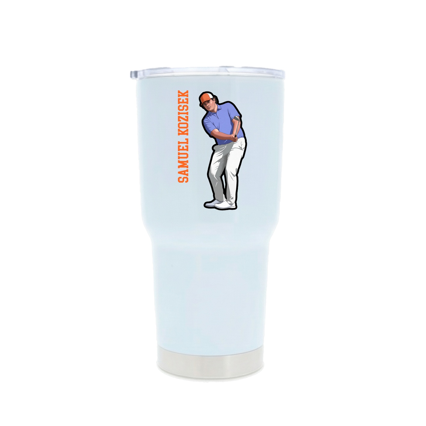 30oz Stainless Steel Tumbler — Name Vertical in White