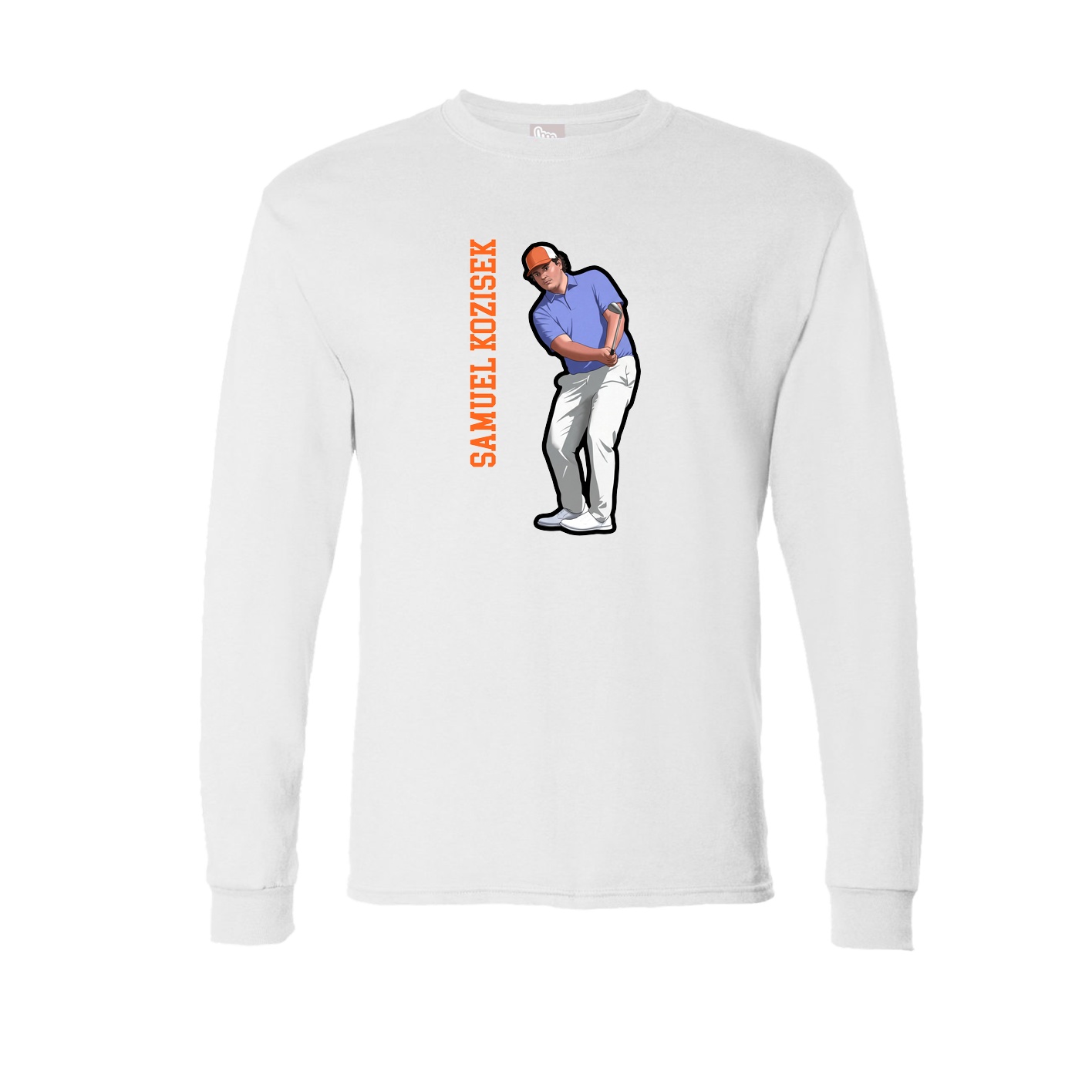 Long Sleeve Tee — Name Vertical in White