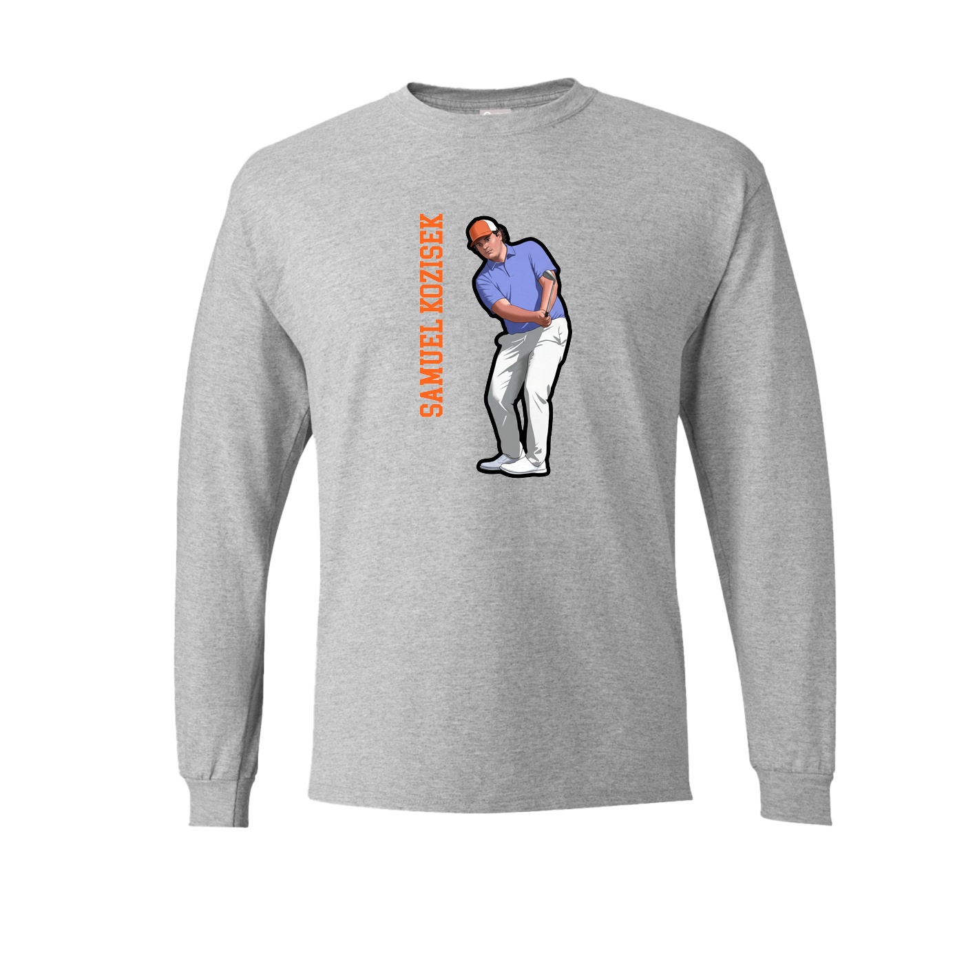 Long Sleeve Tee — Name Vertical in Grey