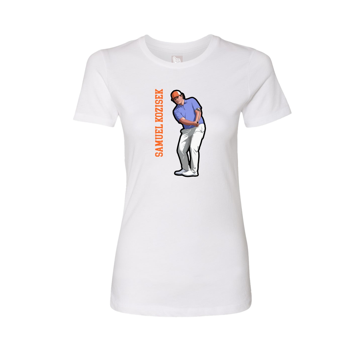 Womens Tee — Name Vertical in White
