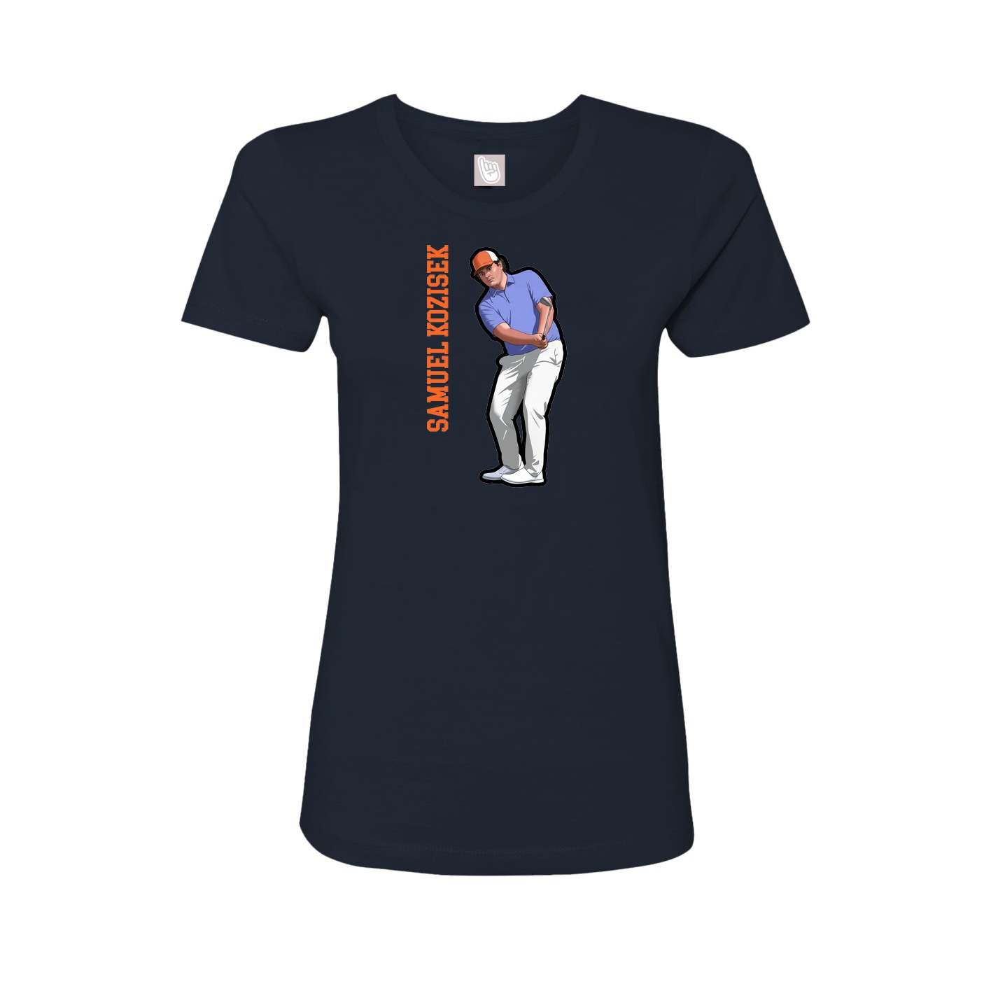 Fitted Women's Tee — Name Vertical in Navy