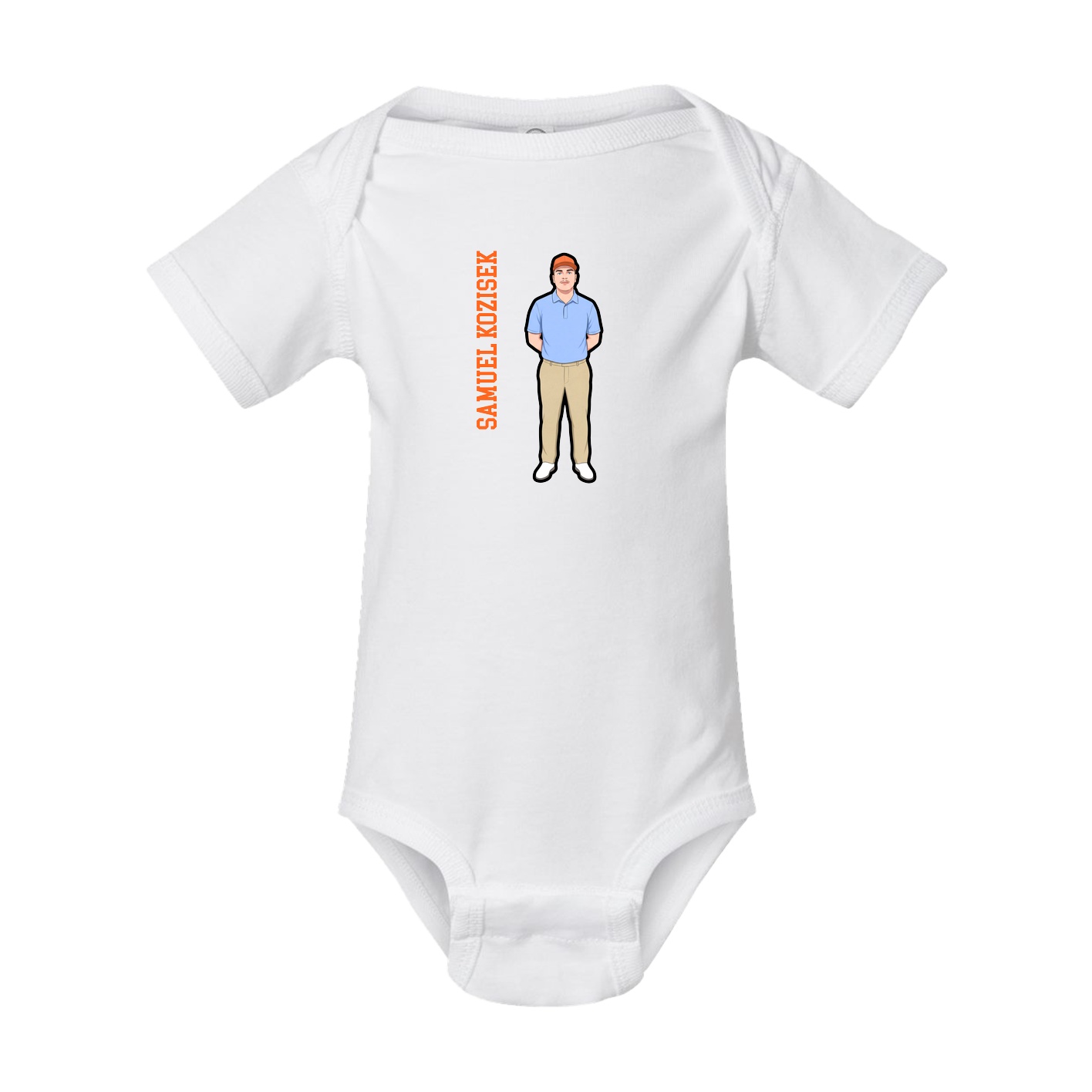 Baby Onesie — Name Vertical in White