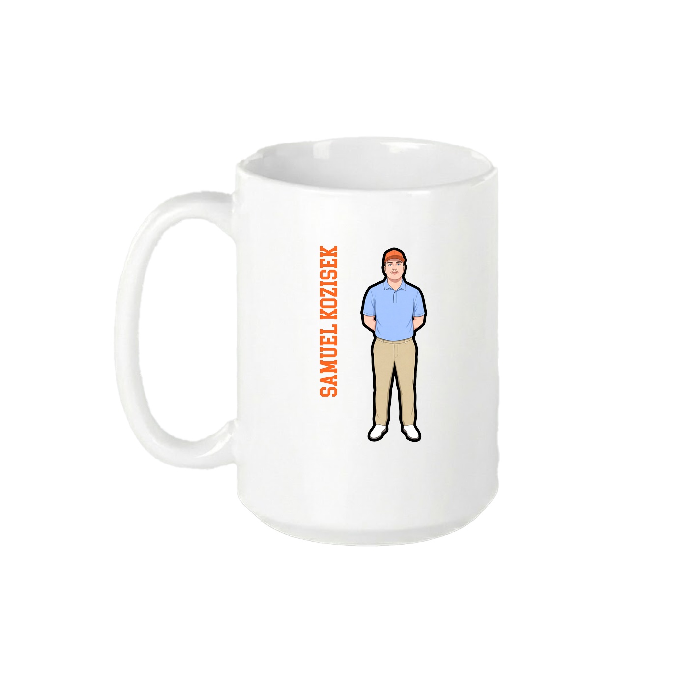 15oz Coffee Mug — Name Vertical in White