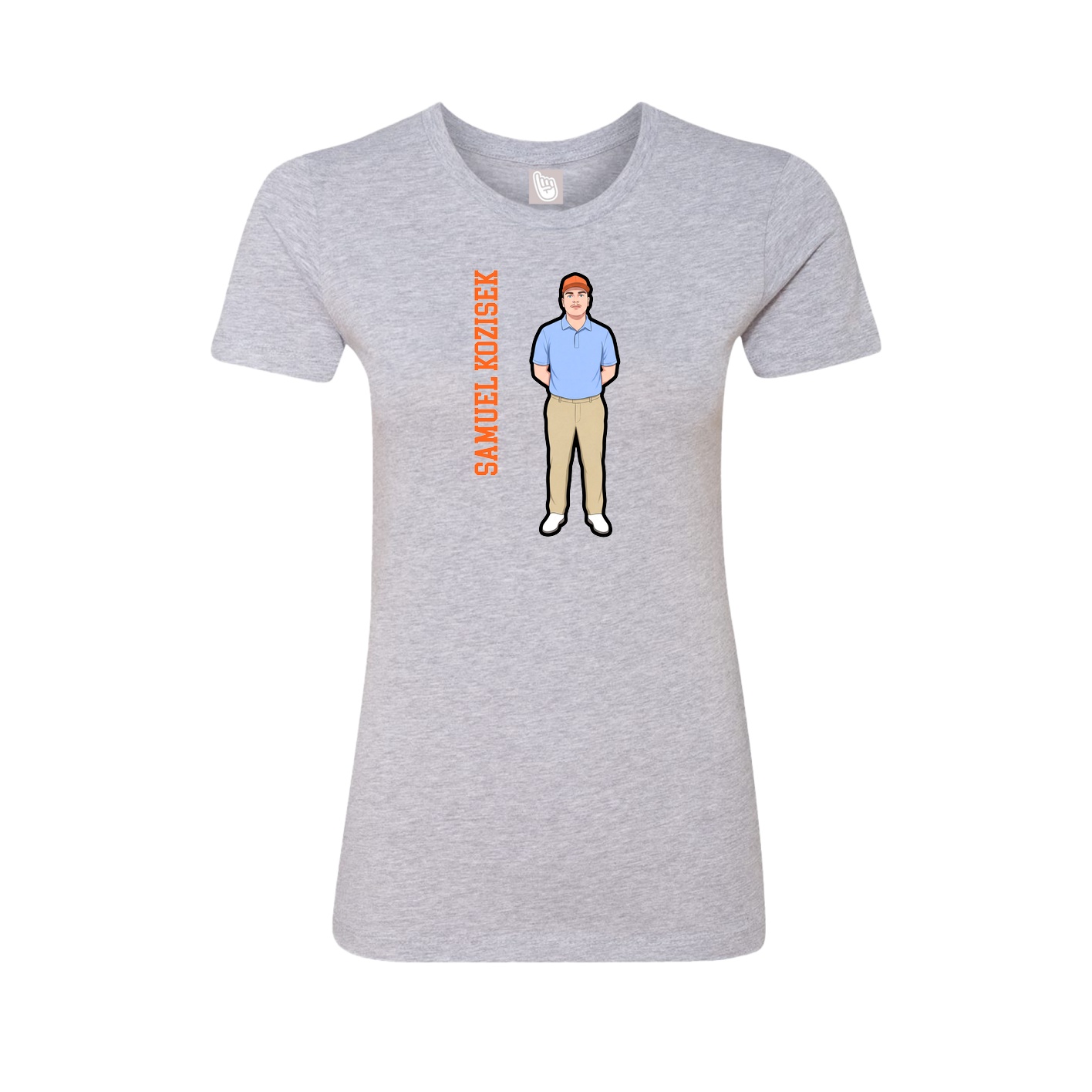 Womens Tee — Name Vertical in Grey