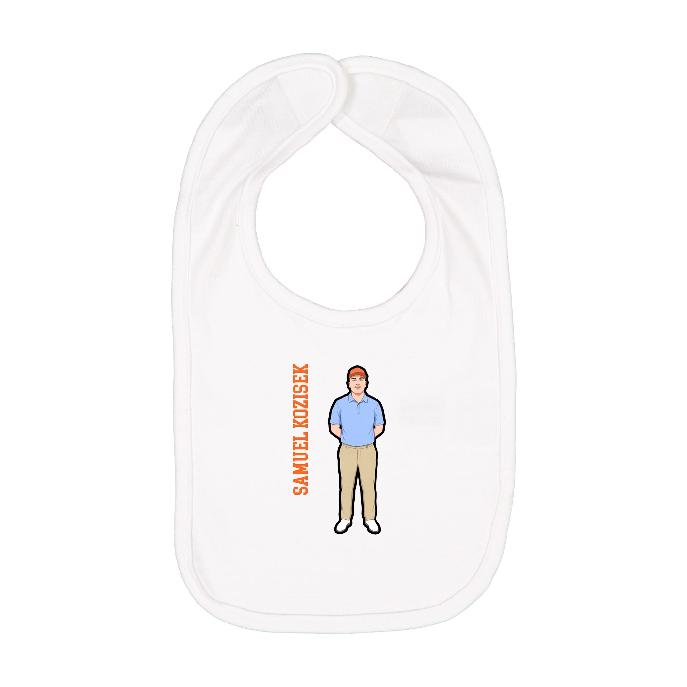 Infant Bib — Name Vertical in White