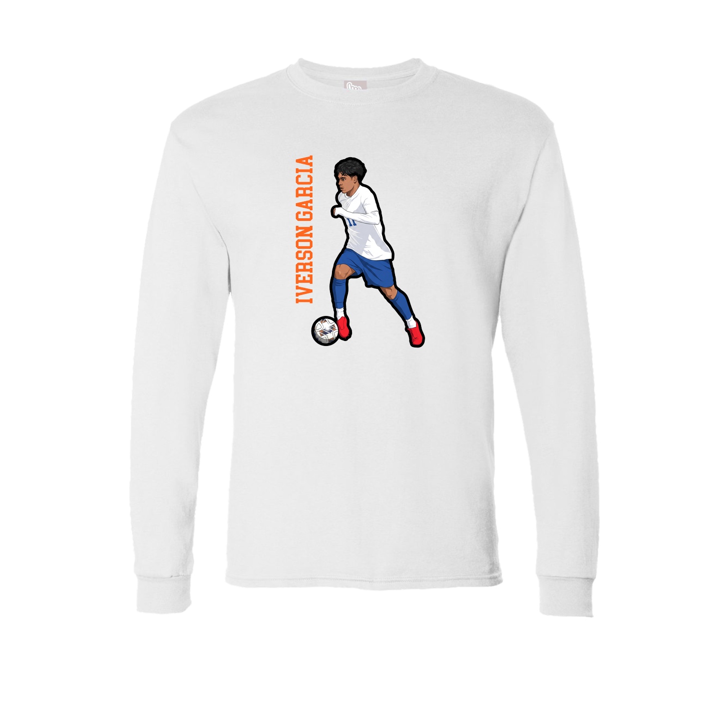 Long Sleeve Tee — Name Vertical in White