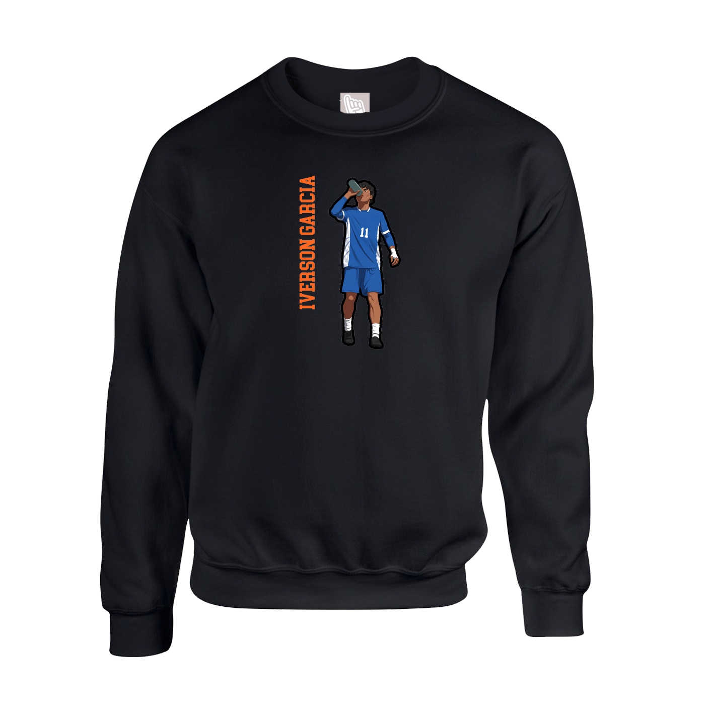 Fleece Crew — Name Vertical in Black