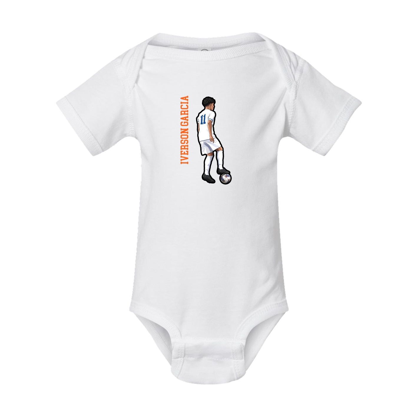 Baby Onesie — Name Vertical in White