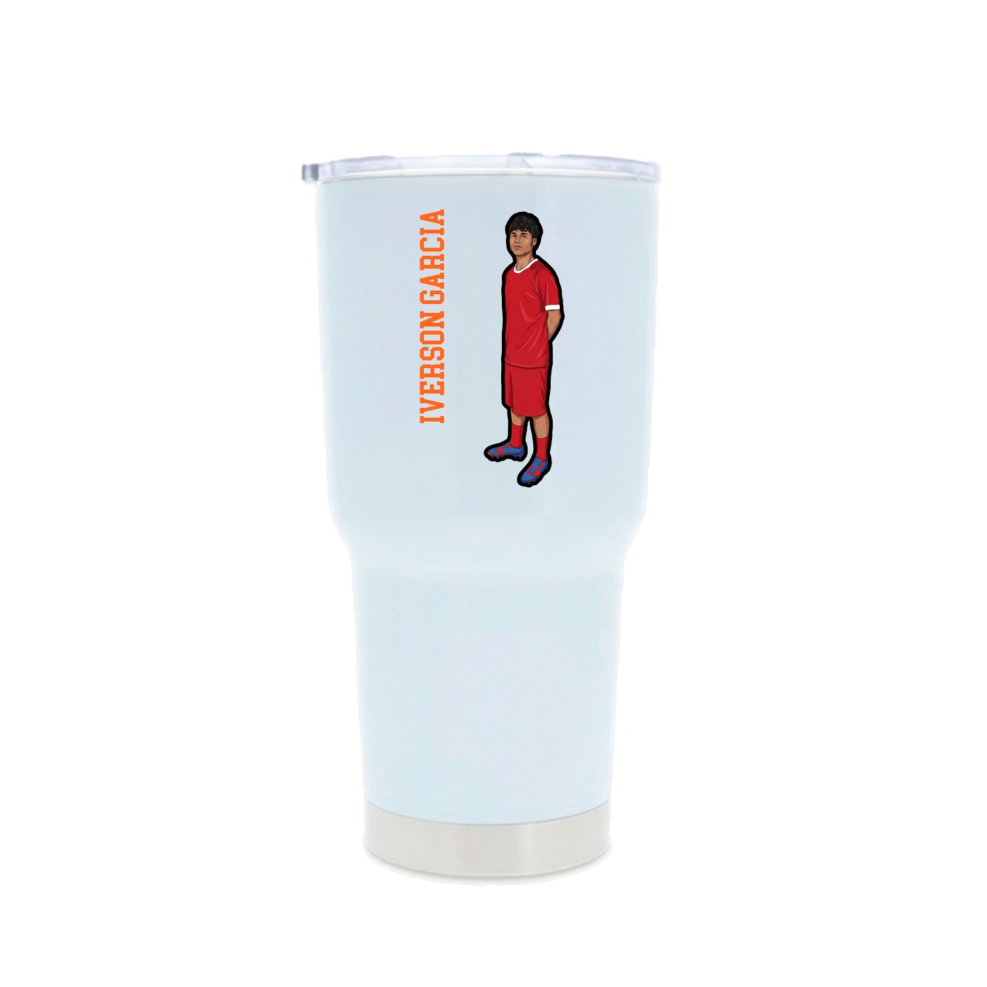 30oz Stainless Steel Tumbler — Name Vertical in White