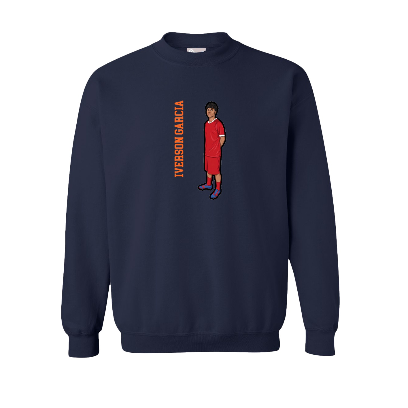 Fleece Crew — Name Vertical in Navy