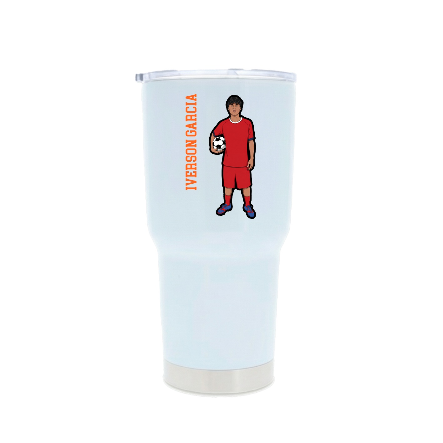 30oz Stainless Steel Tumbler — Name Vertical in White