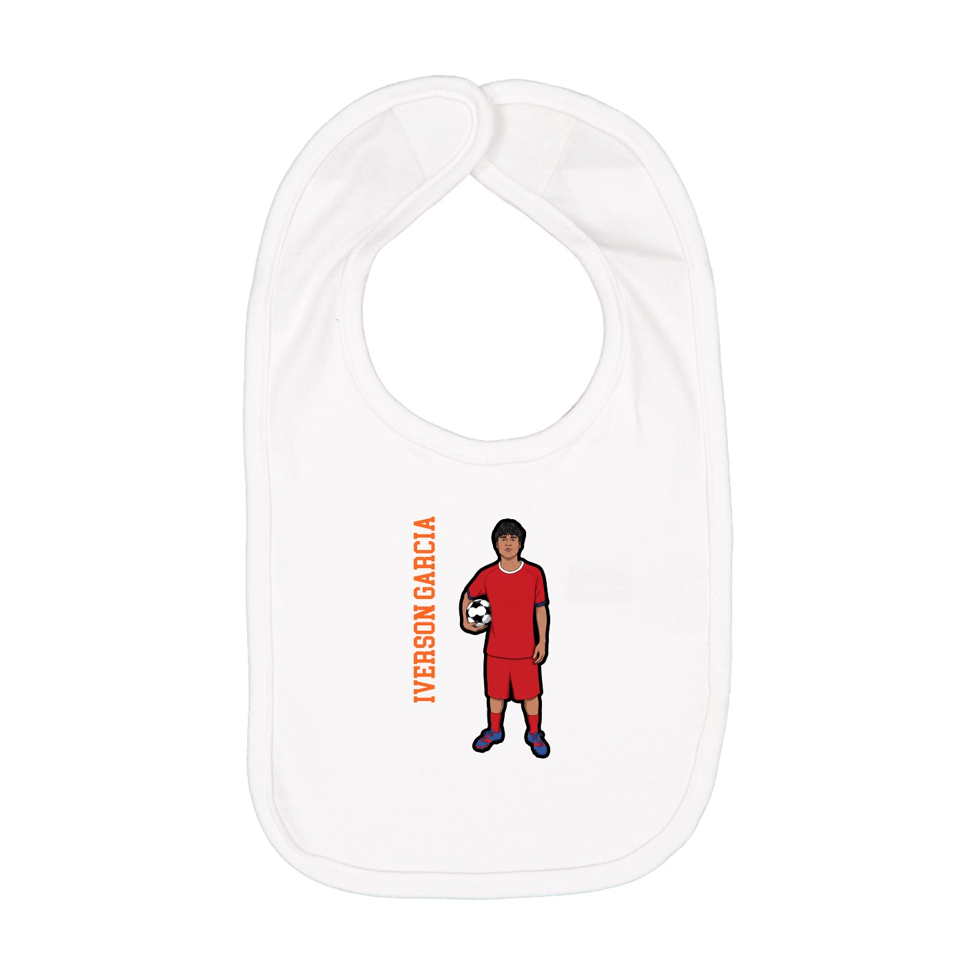 Infant Bib — Name Vertical in White