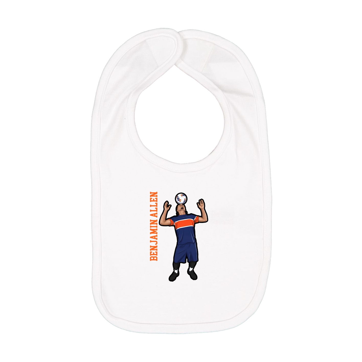 Infant Bib — Name Vertical in White