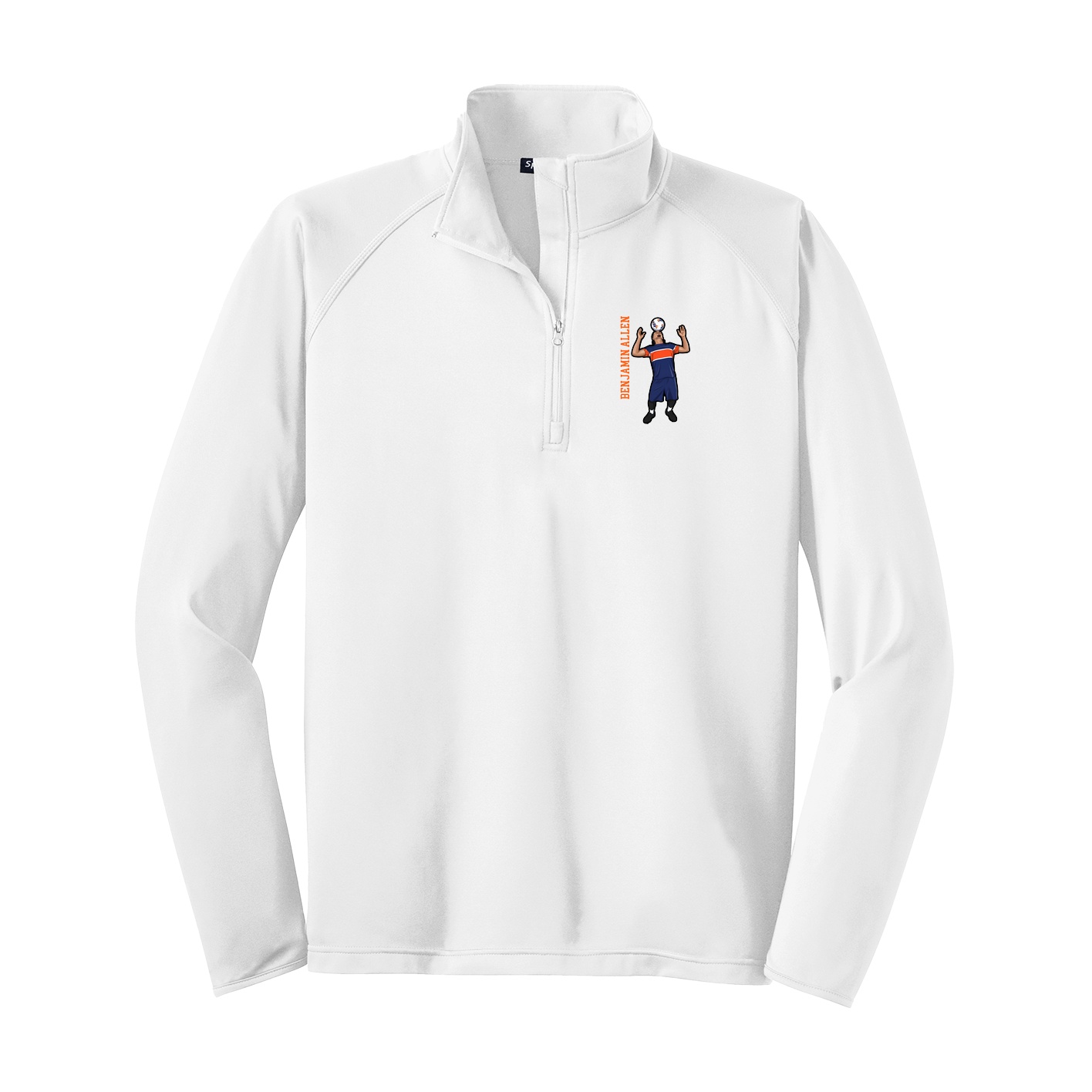 Q-Zip Pullover — Name Vertical in White