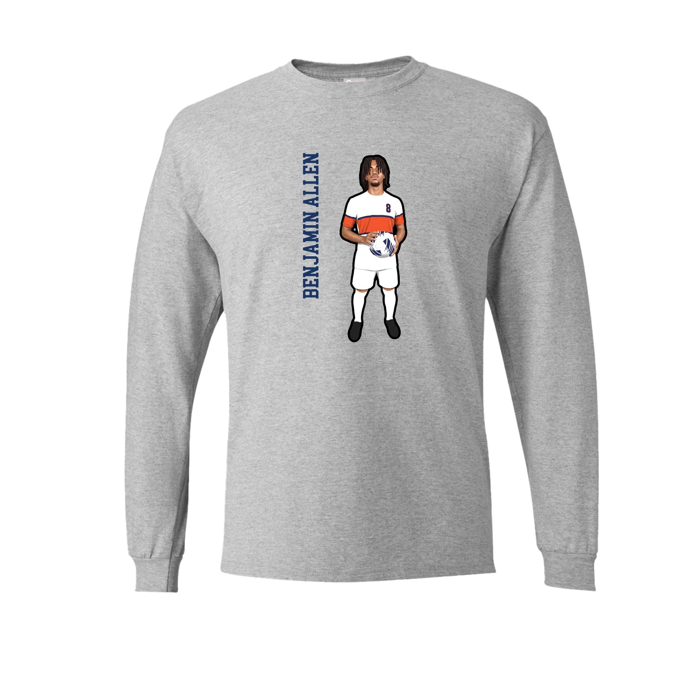 Long Sleeve Tee — Name Vertical in Grey