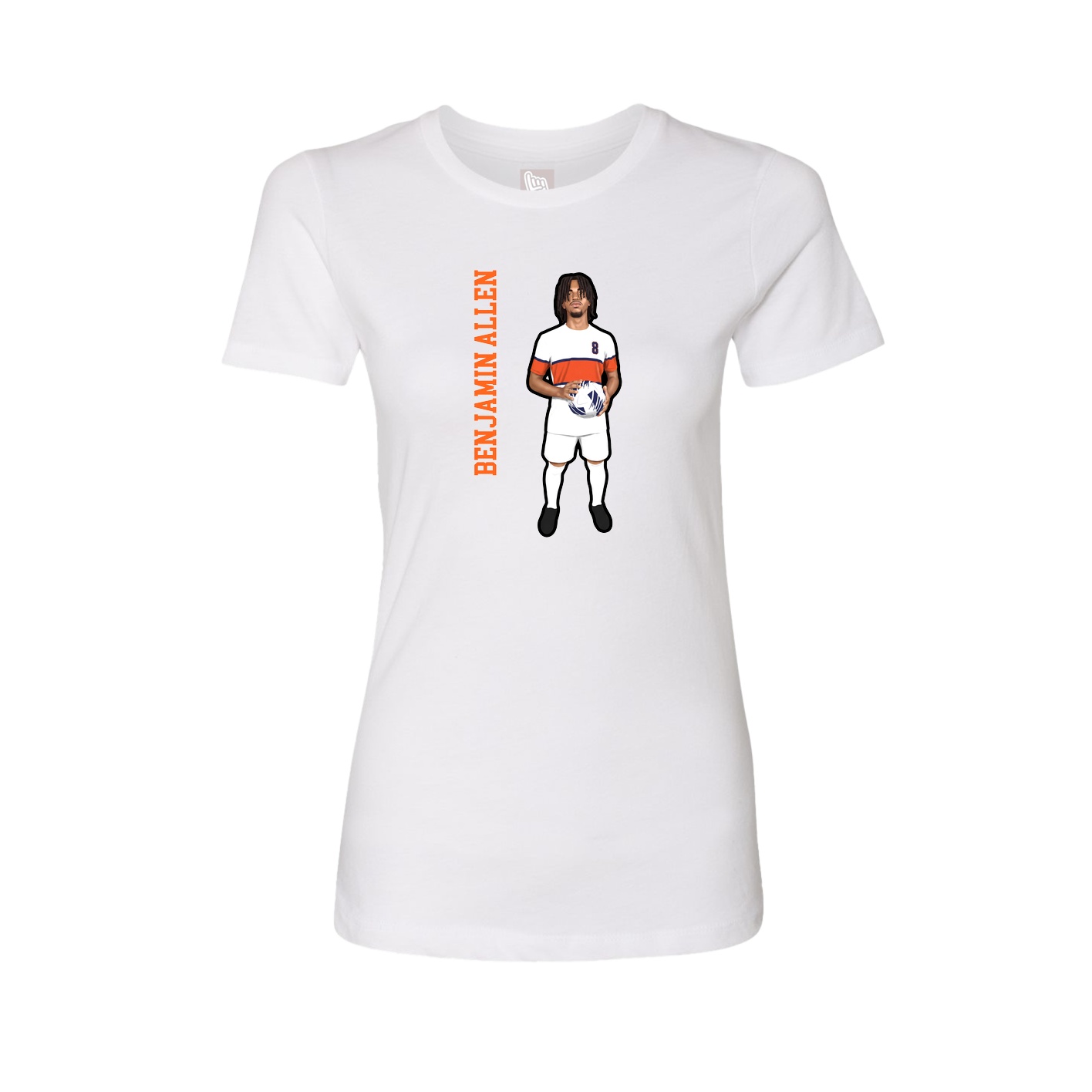 Fitted Women's Tee — Name Vertical in White