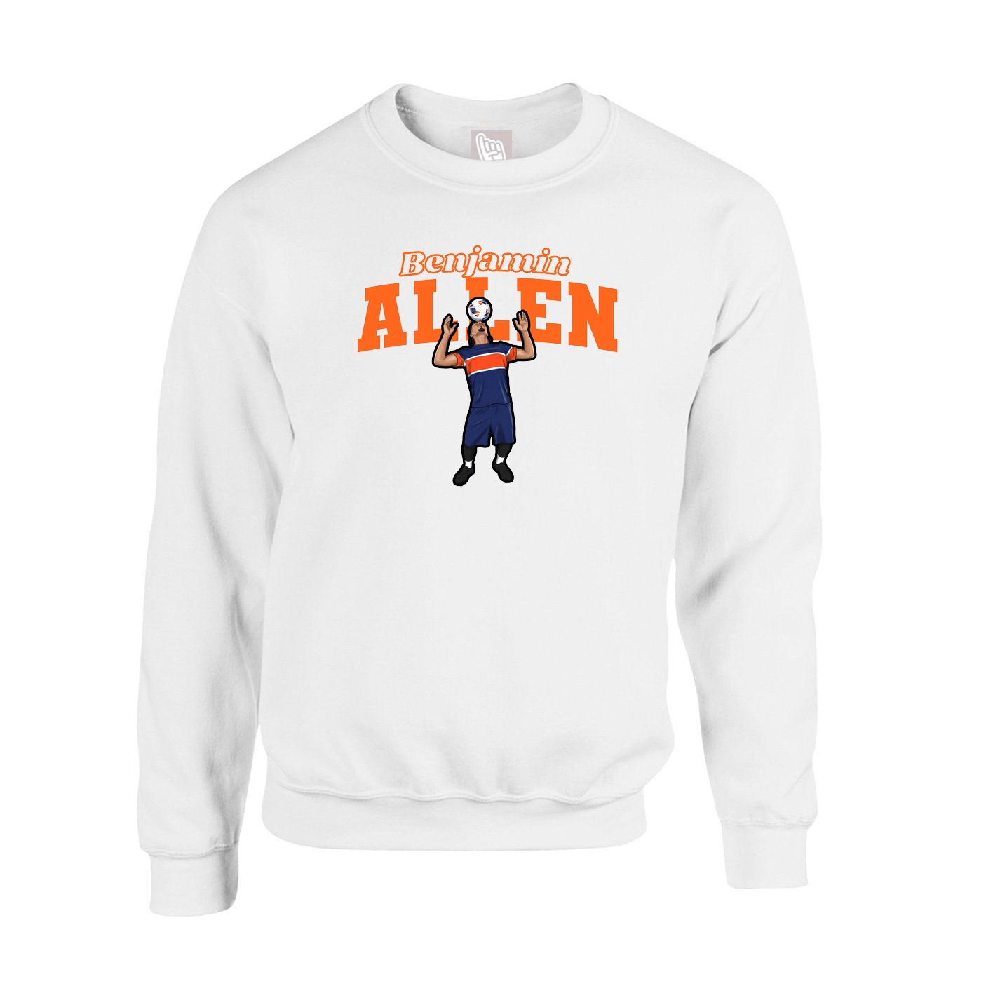 Fleece Crew — Name Arch in White