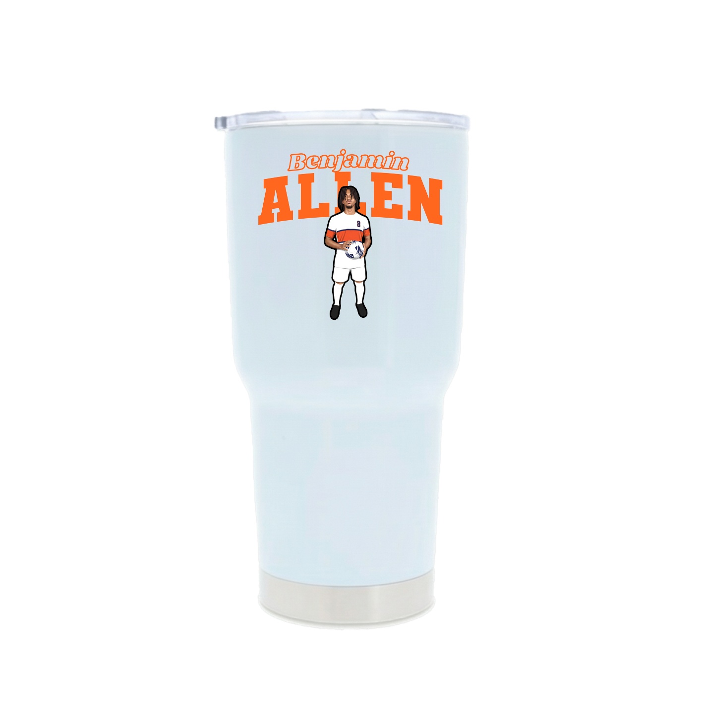 30oz Stainless Steel Tumbler — Name Arch in White