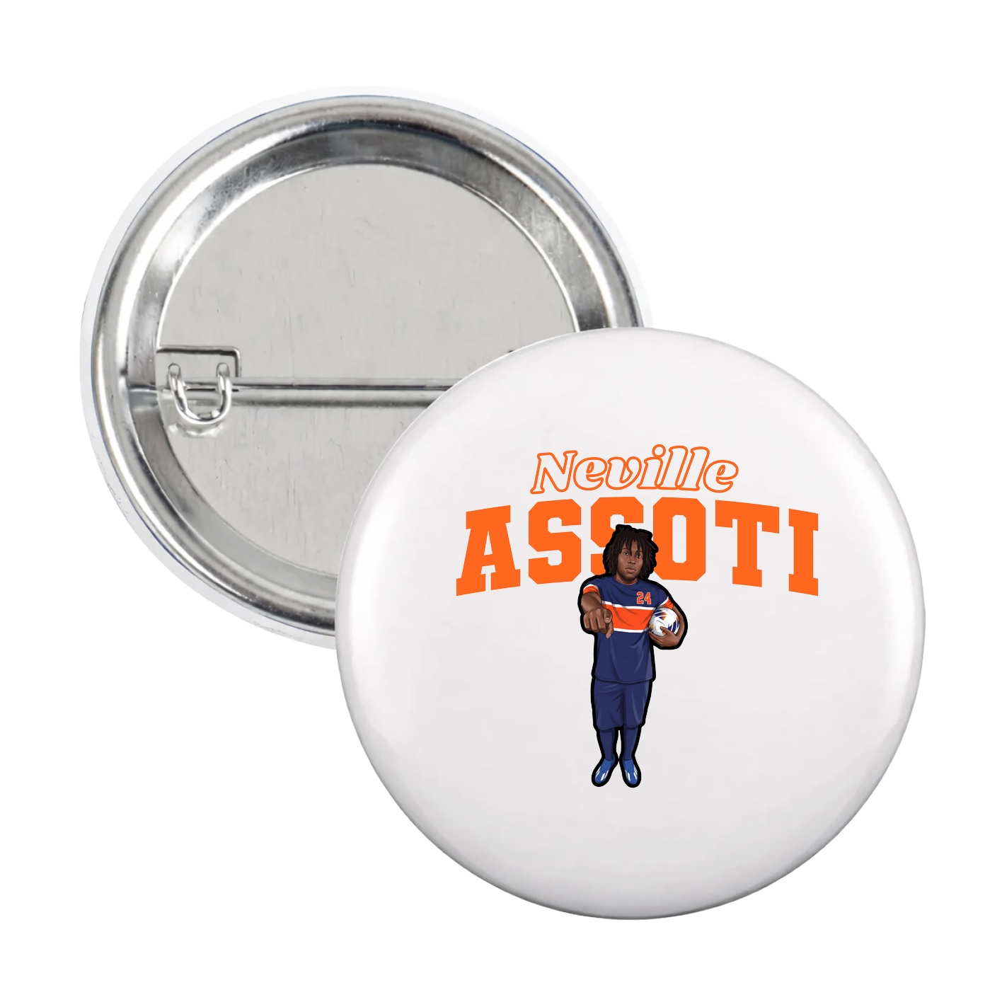 Game Day Button — Name Arch in White