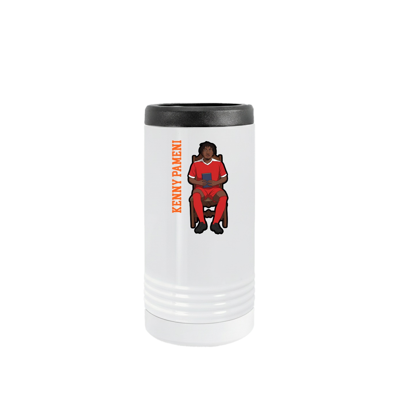 Slim Beverage Holder — Name Vertical in White