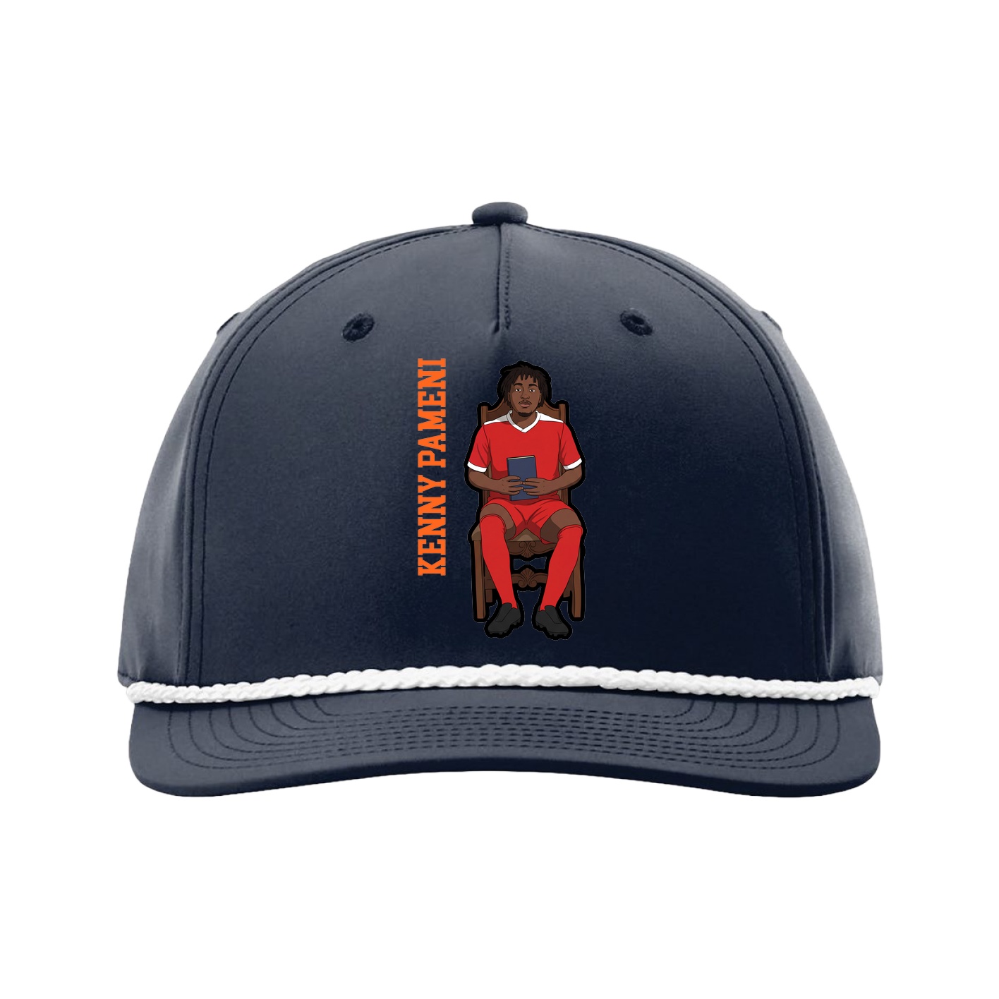 Five-Panel Classic Rope Cap — Name Vertical in Navy