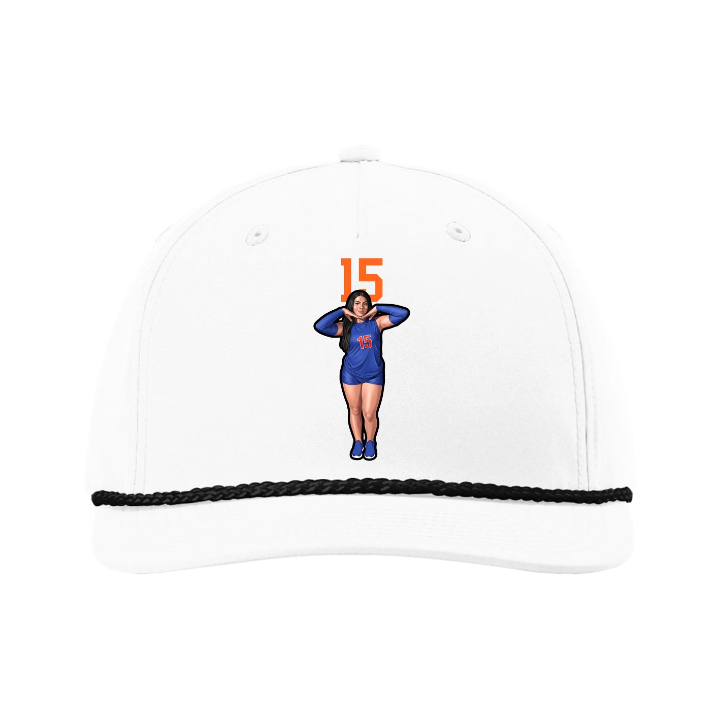 Five-Panel Classic Rope Cap — Number Top in White