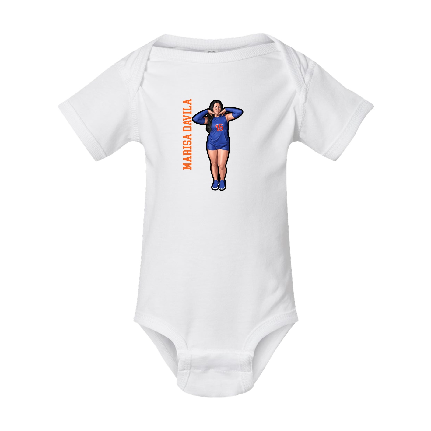Baby Onesie — Name Vertical in White