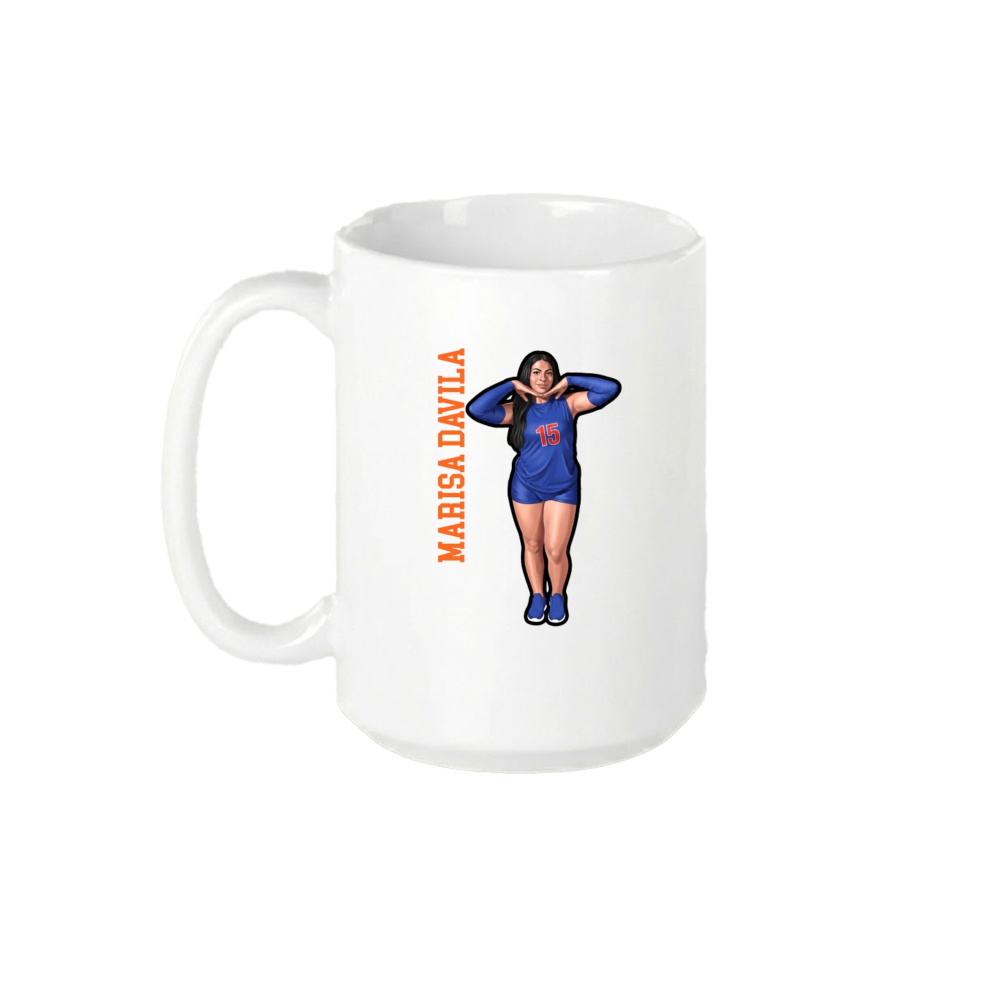 15oz Coffee Mug — Name Vertical in White