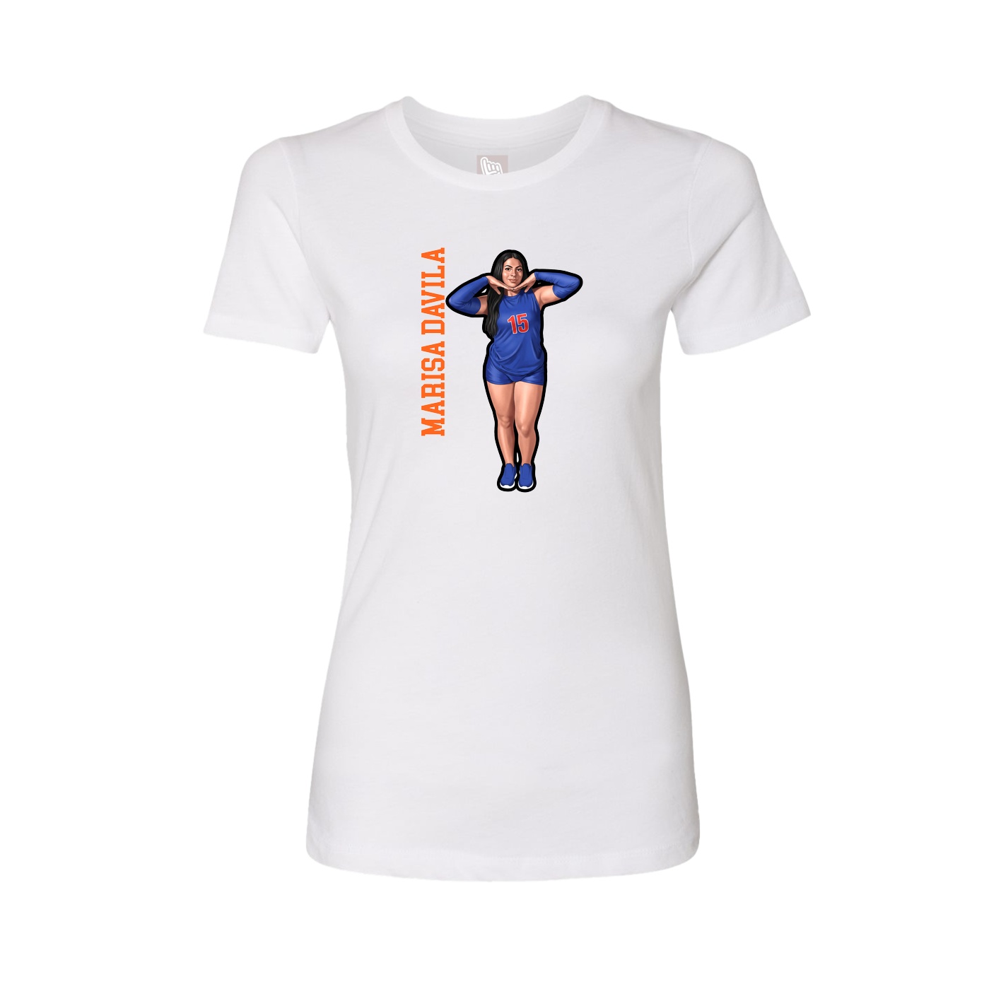 Fitted Women's Tee — Name Vertical in White