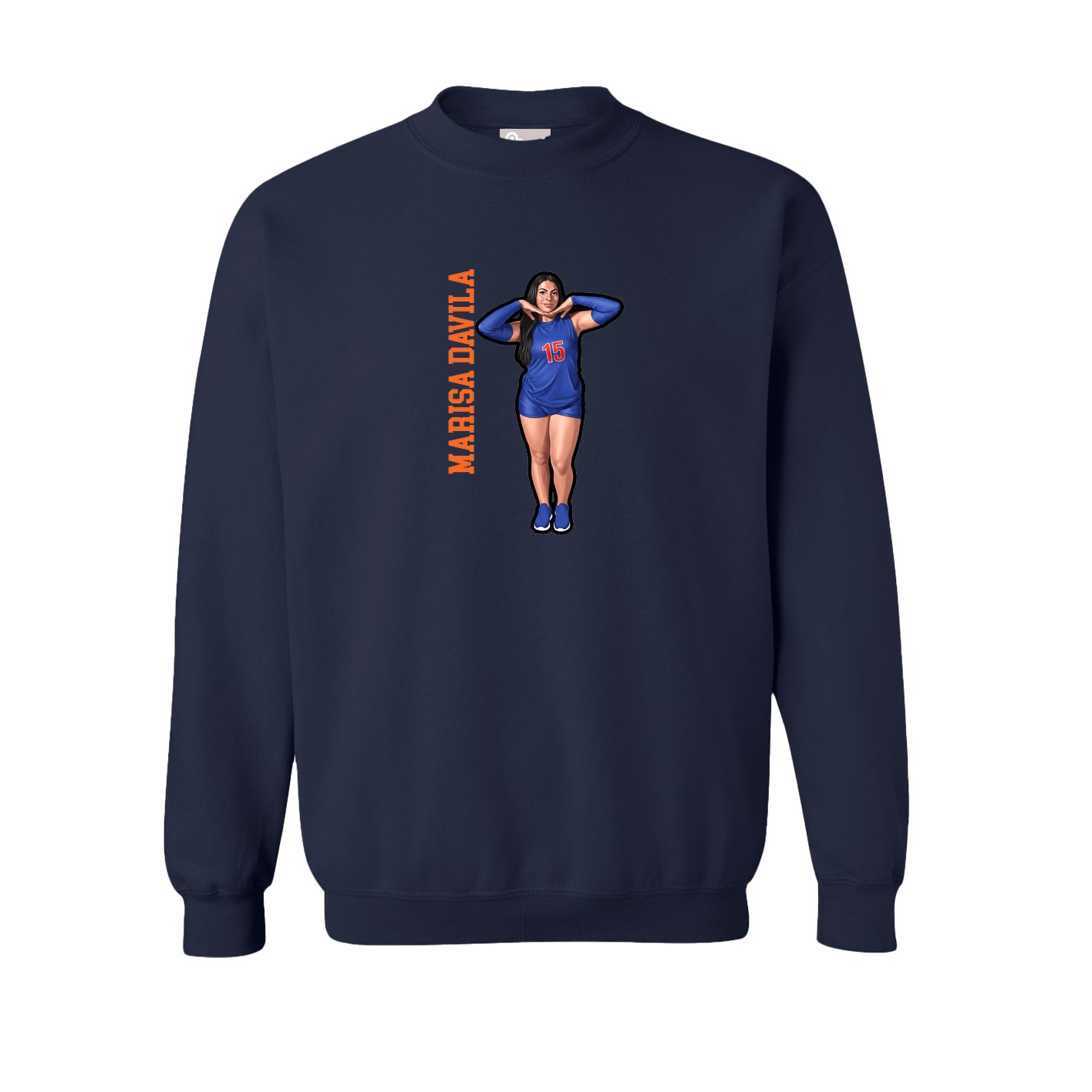 Fleece Crew — Name Vertical in Navy