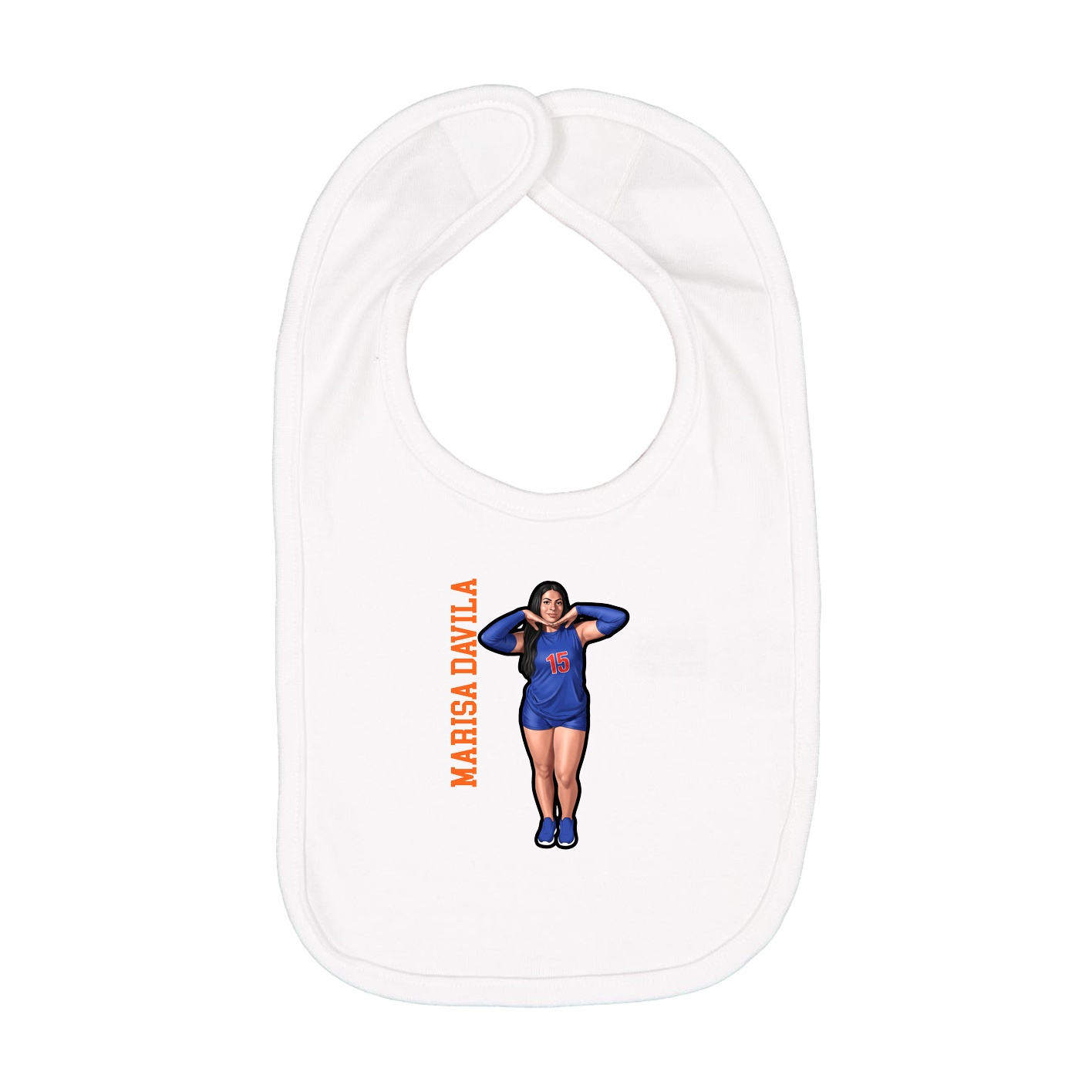 Infant Bib — Name Vertical in White
