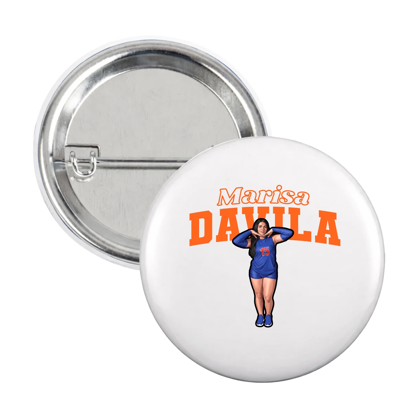 Game Day Button — Name Arch in White