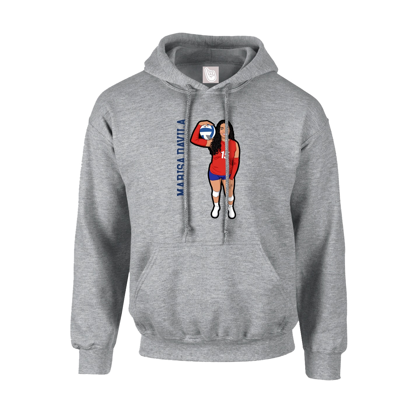Hoodie — Name Vertical in Grey