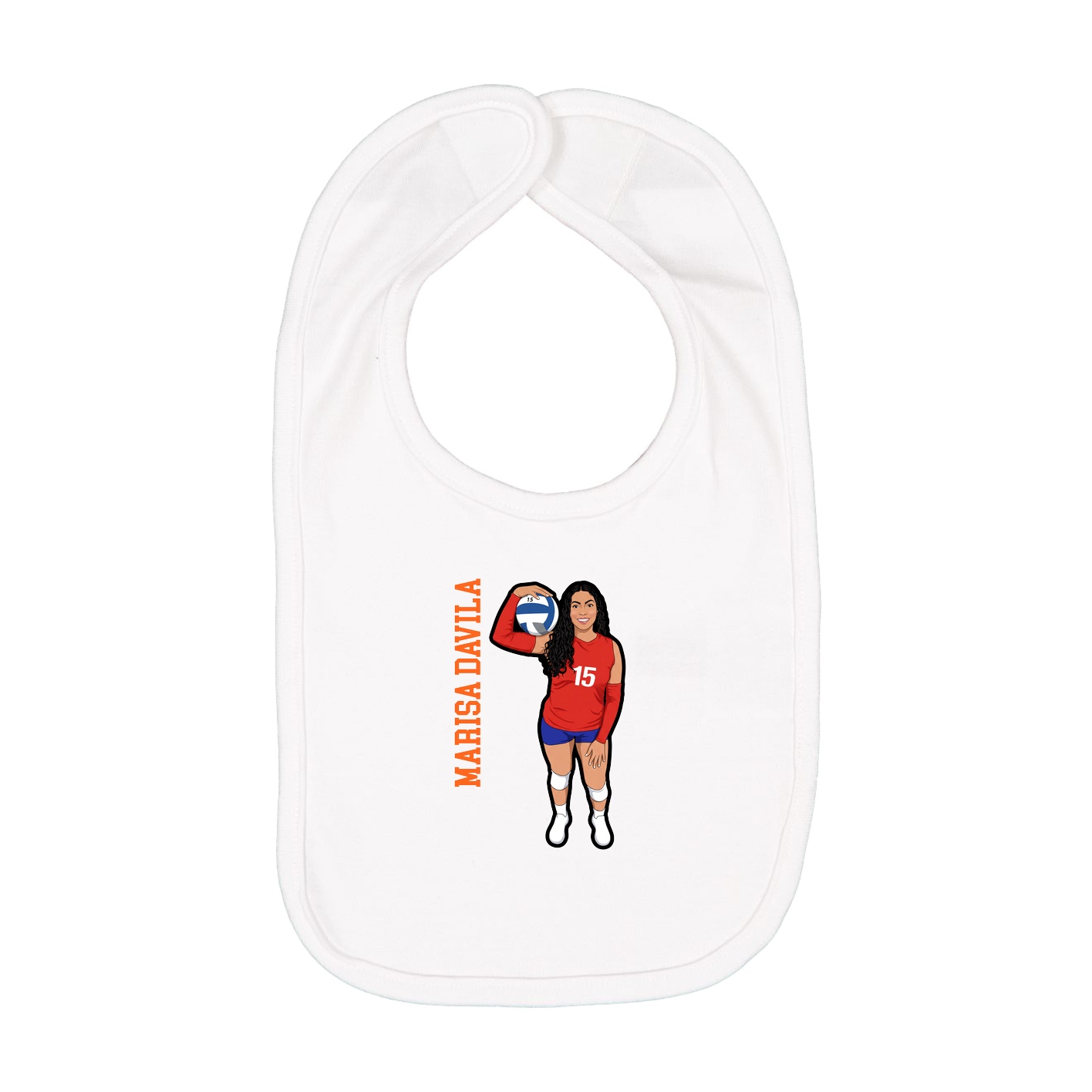 Infant Bib — Name Vertical in White