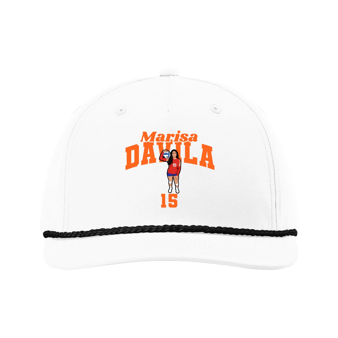 Five-Panel Classic Rope Cap — Signature Arch in White