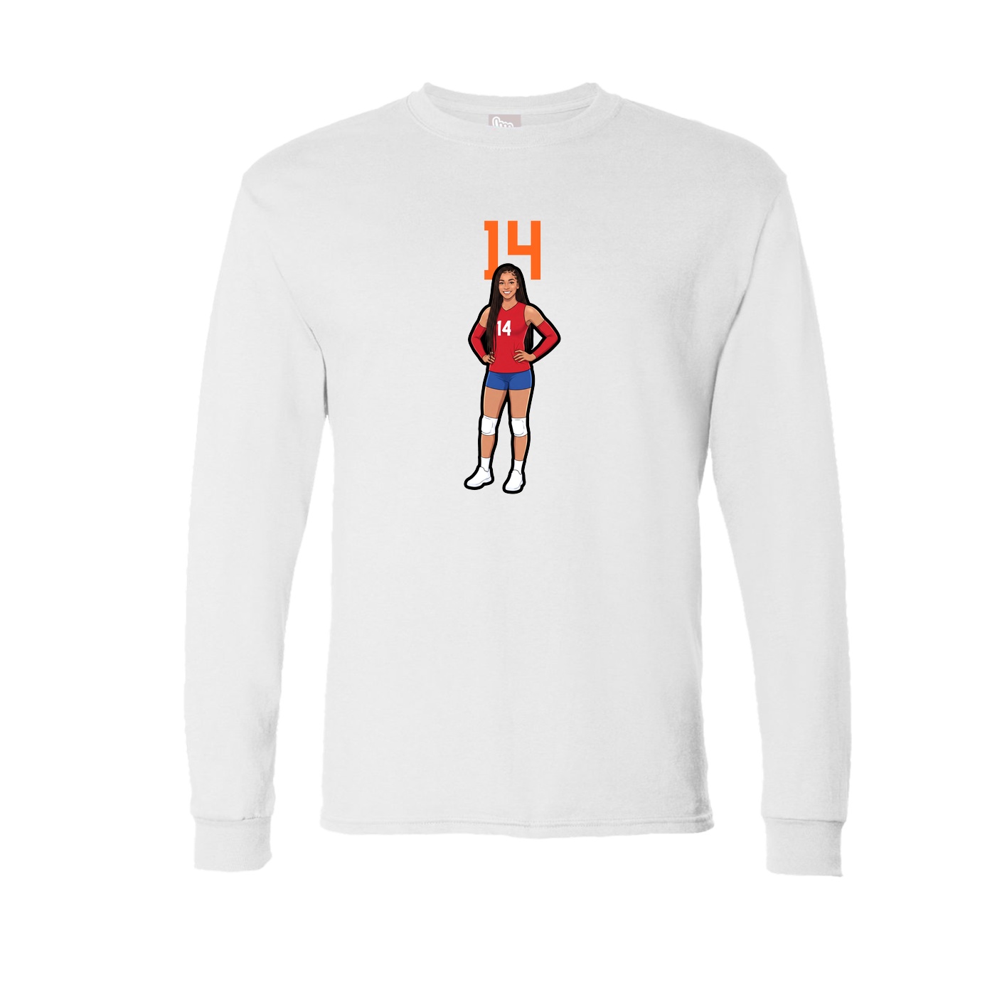 Long Sleeve Tee — Number Top in White